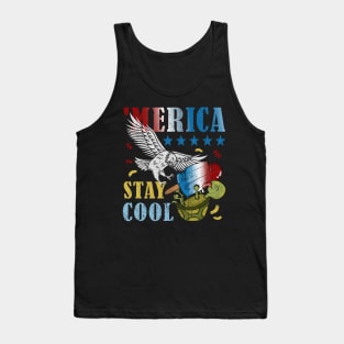 Merica Funny Eagle and Turtle Stay Cool Popsicle Tank Top
